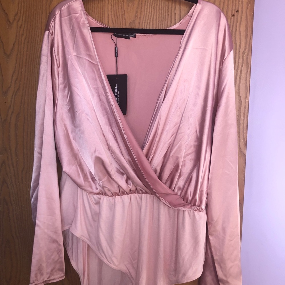 Pink Satin bodysuit